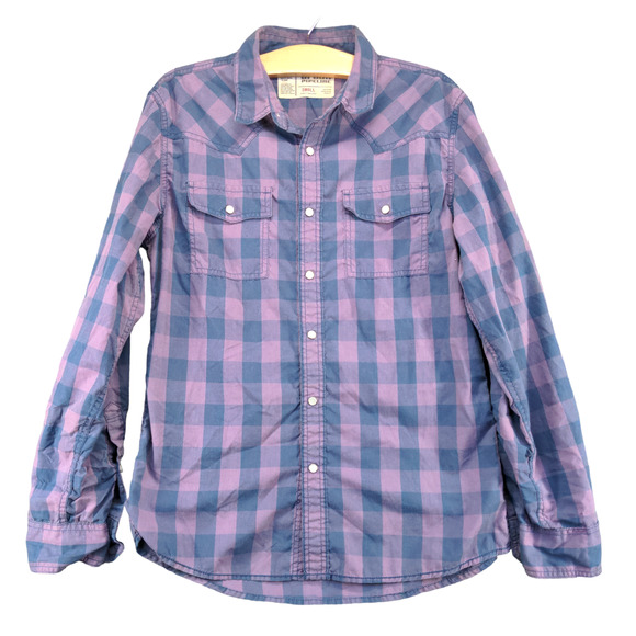 Urban Pipeline Mens Pearl Snap Shirt Multi Small Check Print Long Sleeve - Picture 1 of 11